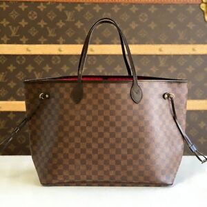 LV Neverfull Tote Bag with Red Interior